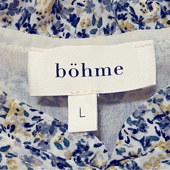 Bohme floral chiffon tiered boho dress sz L fully lined - Picture 2 of 15